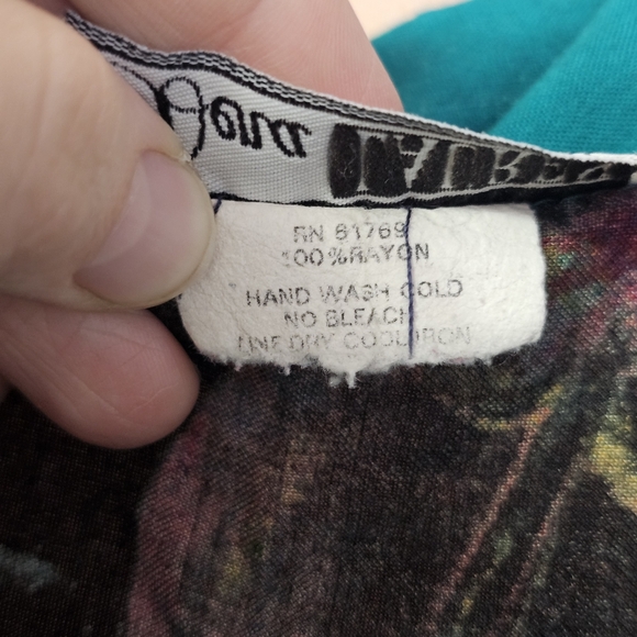 90's Vintage Dena Lauren Teal Button Up Collared Funky Shirt - Picture 5 of 10